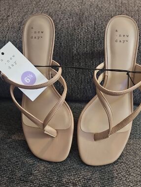 a new day Tan Strappy Toe-Loop Sandals
